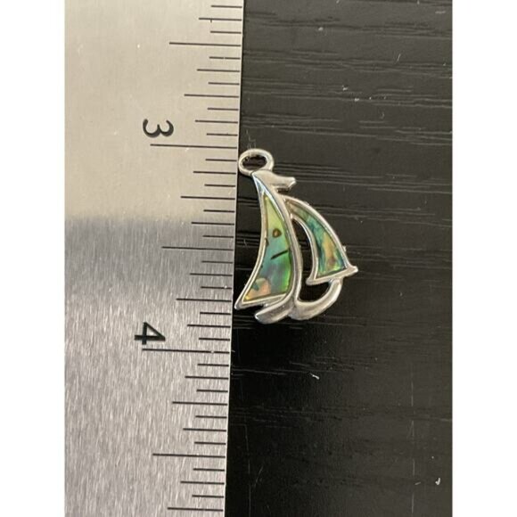 Sailboat Abalone Shell Pendant Charm Nautical Themed Jewelry - Picture 4 of 4